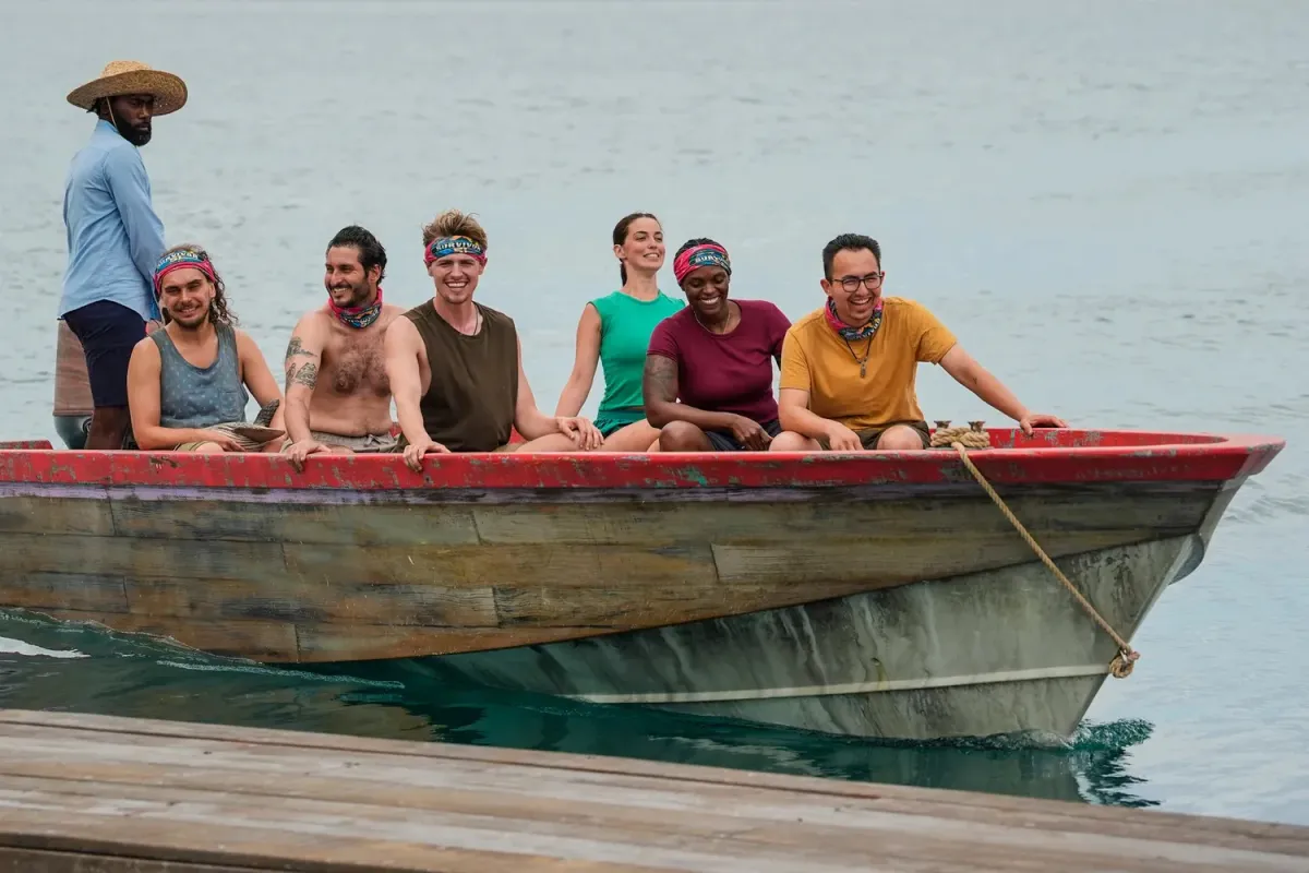 Dina's six castaways arriving by boat in Survivor 51 Episode 5